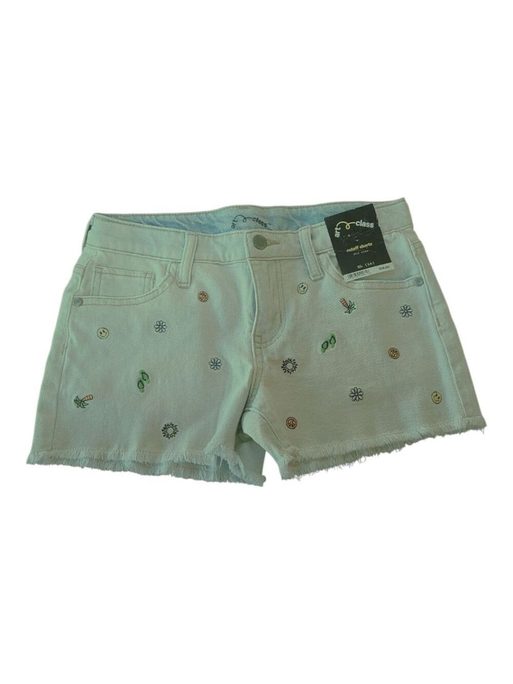 Embroidered Art Class Denim Shorts XL Light Blue